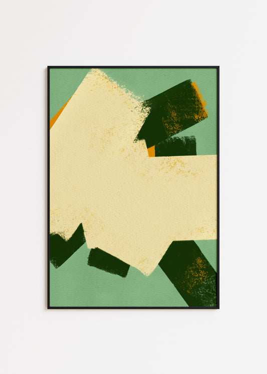 Colorful digital modern art print that uses expressive strokes and vibrant colors to create a playful and modern minimalist composition for your interior design and home wall decor projects.  Colors: acqua, green, yellow, cream Available in sizes (inches): Available in sizes (inches): 8x10, 12x16, 16x20, 18x24, 20x28, 24x32, A1, 24x36, 30x40