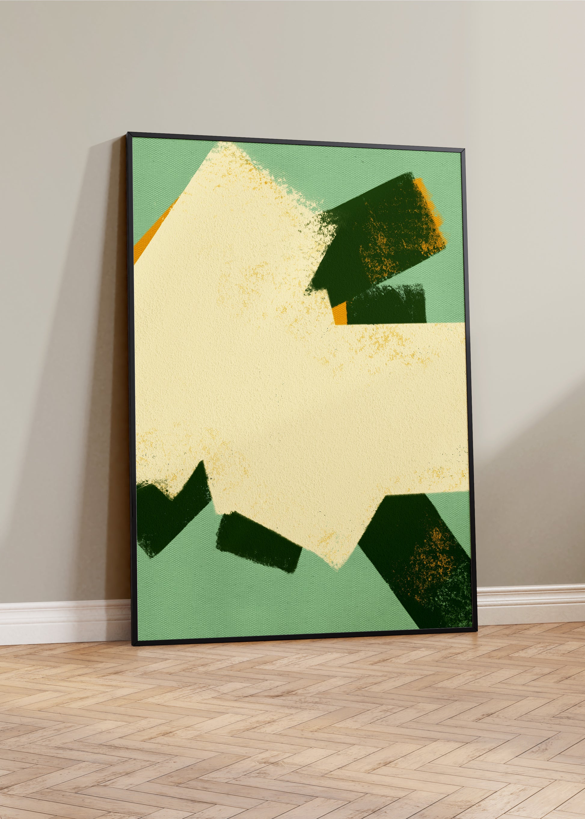 Colorful digital modern art print that uses expressive strokes and vibrant colors to create a playful and modern minimalist composition for your interior design and home wall decor projects.  Colors: acqua, green, yellow, cream Available in sizes (inches): Available in sizes (inches): 8x10, 12x16, 16x20, 18x24, 20x28, 24x32, A1, 24x36, 30x40