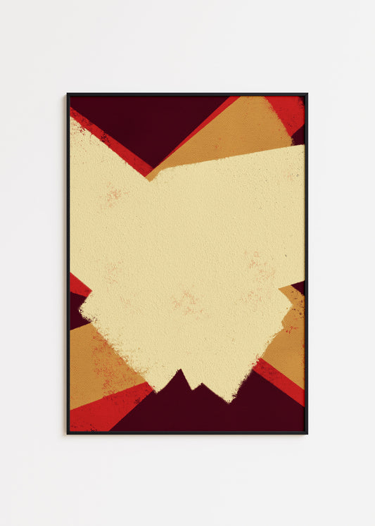 Bold#5 framed print on white wall. Colorful digital modern art print that uses expressive strokes and vibrant colors to create a playful and modern minimalist composition for your interior design and home wall decor projects.  Colors: burgundy, beige, raspberry, cream Available in sizes (inches): Available in sizes (inches): 8x10, 12x16, 16x20, 18x24, 20x28, 24x32, A1, 24x36, 30x40