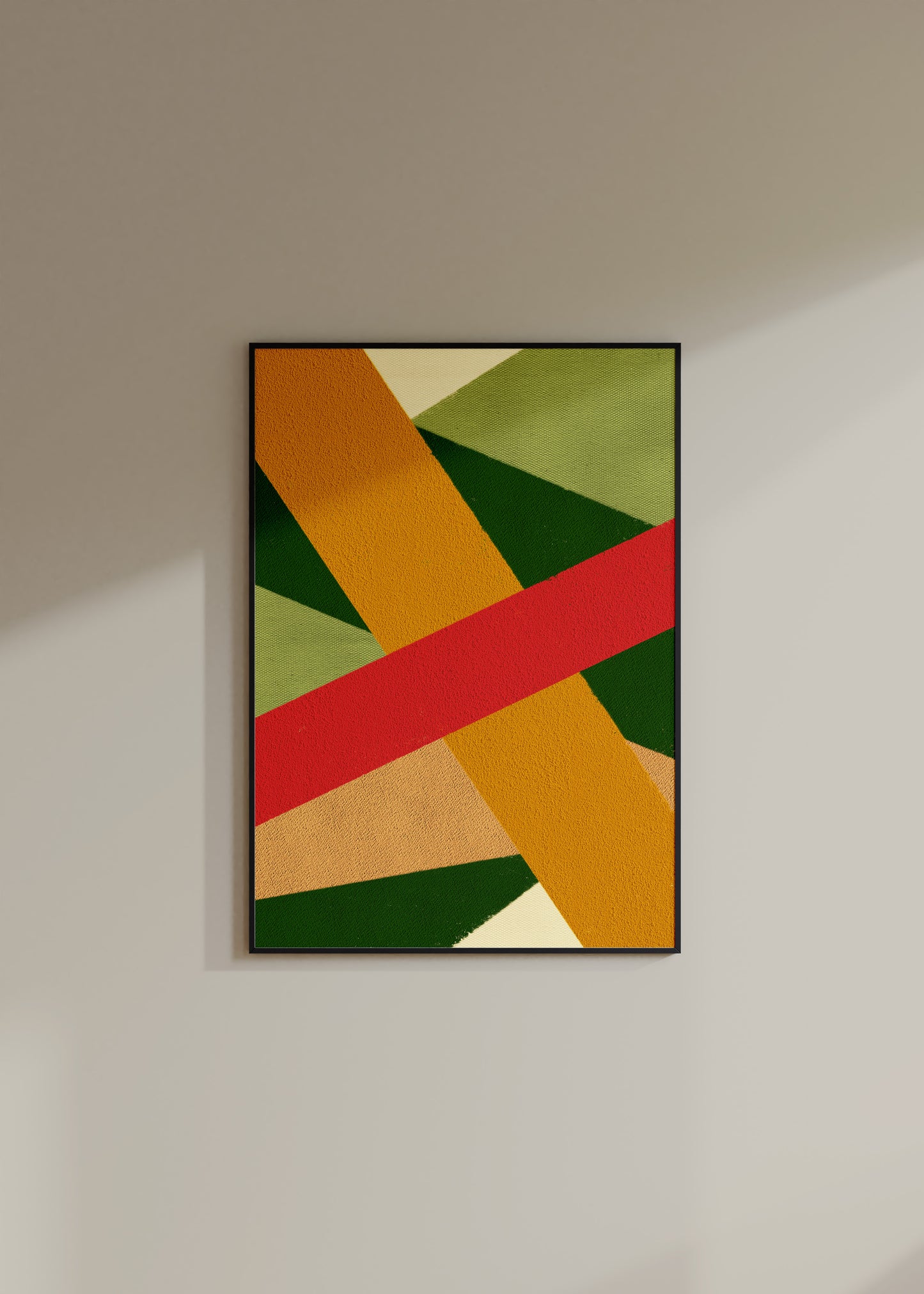 Colorful digital modern art print uses bold stripes of colour to inspire a sense of movement and energy for your interior design and home wall decor projects.  Colors: green, ochre, raspberry, light terracotta, beige Available in sizes (inches): 8x10, 11x14, 12x16, 16x20, 18x24, A3, A2, A1, 24x36, 28x40