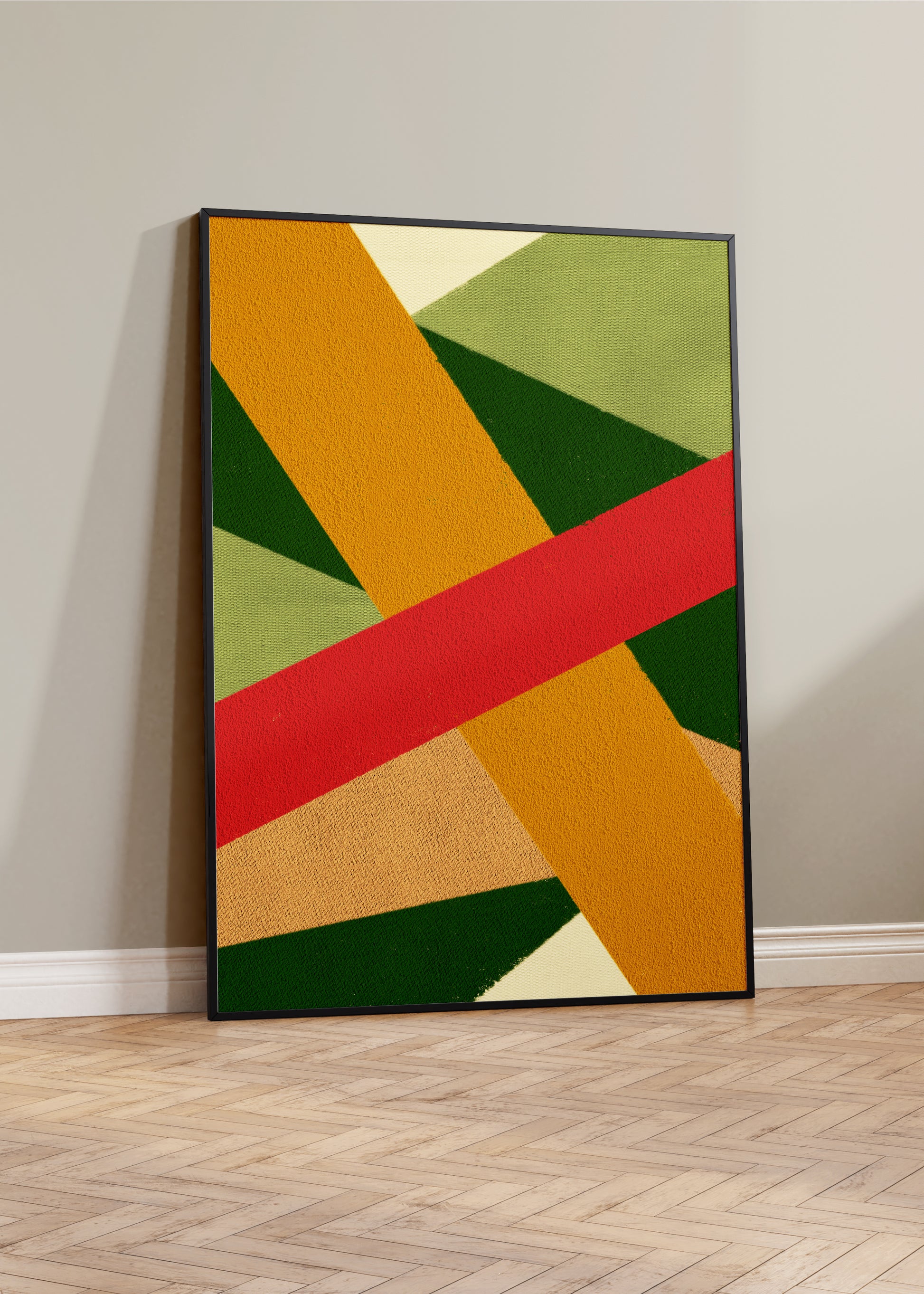 Colorful digital modern art print uses bold stripes of colour to inspire a sense of movement and energy for your interior design and home wall decor projects.  Colors: green, ochre, raspberry, light terracotta, beige Available in sizes (inches): 8x10, 11x14, 12x16, 16x20, 18x24, A3, A2, A1, 24x36, 28x40