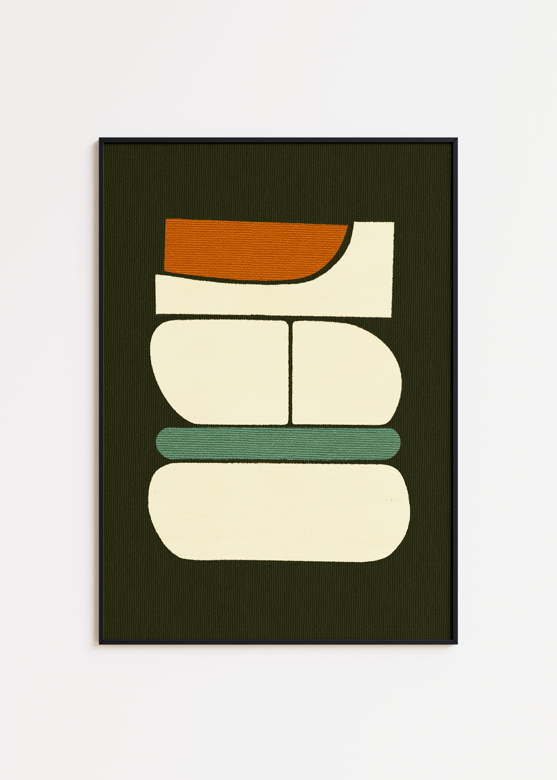 Colorful digital modern art print that uses organic floating forms inspired in architecture and sculpture techniques to create a minimalist composition for your interior design and home wall decor projects.  Colors: green, ochre, turquoise, cream Available in sizes (inches): 8x10, 12x16, 16x20, 18x24, 20x28, 24x32, A1, 24x36, 30x40