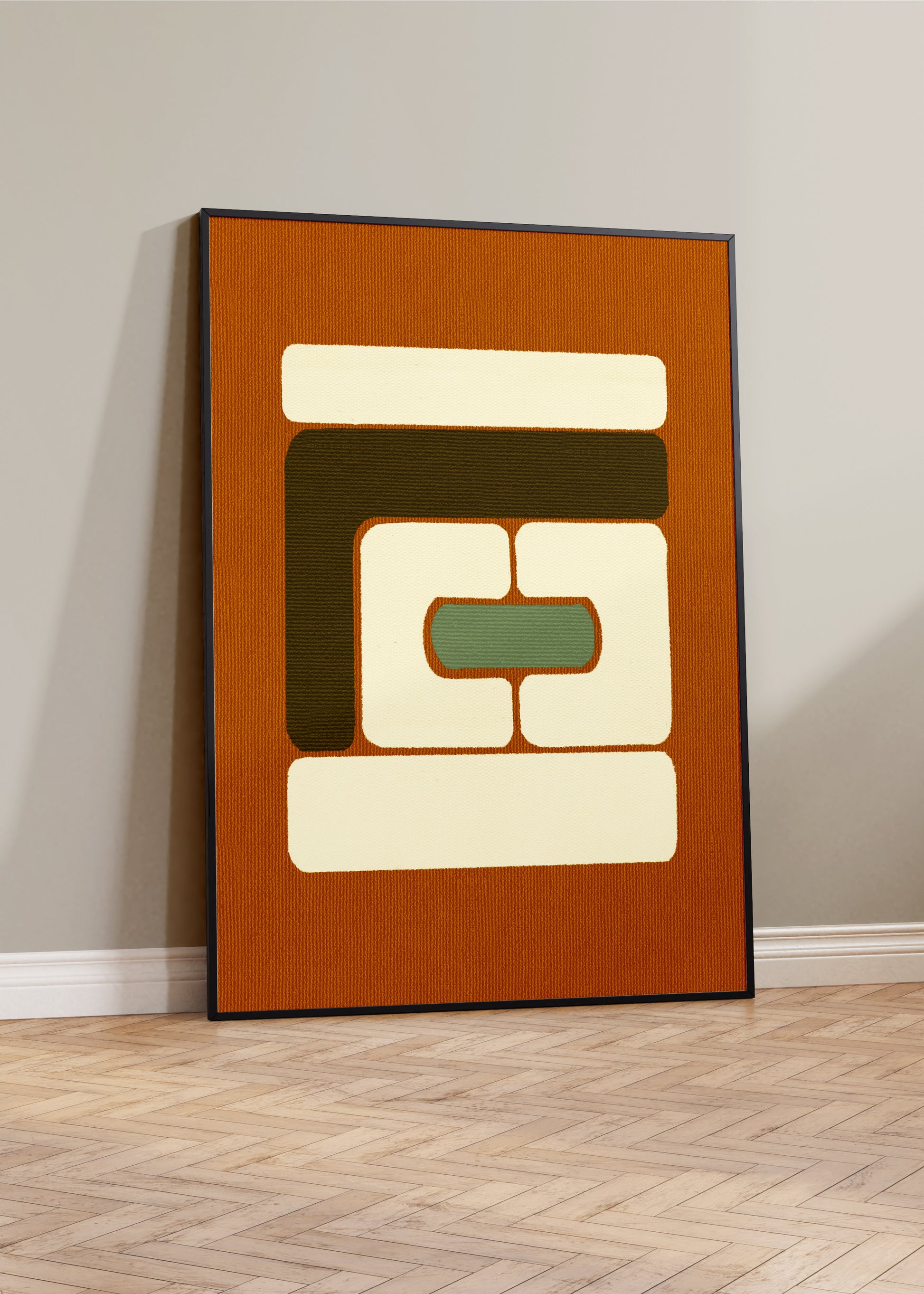 Colorful digital modern art print that uses organic floating forms inspired in architecture and sculpture techniques to create a minimalist composition for your interior design and home wall decor projects.  Colors: Colors: ochre, green, mint, cream Available in sizes (inches): 8x10, 11x14, 12x16, 16x20, 18x24, A3, A2, A1, 24x36, 28x40