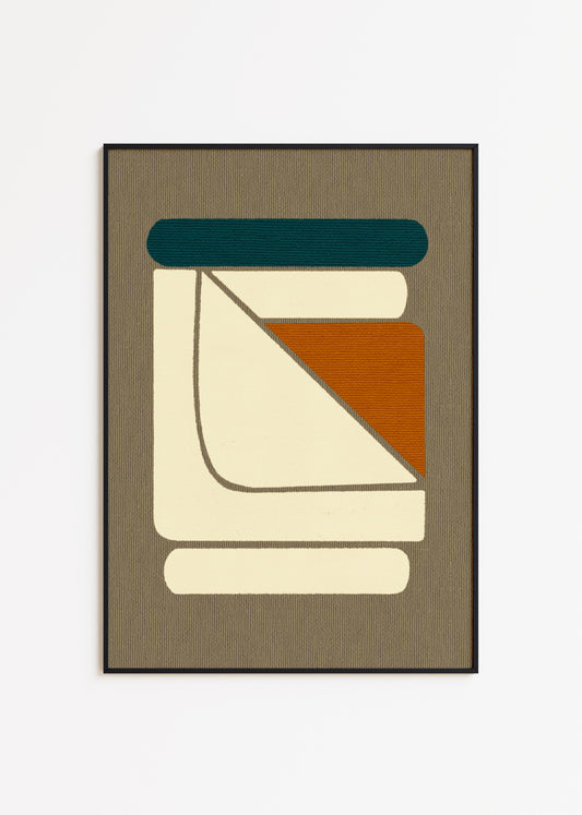 Colorful digital modern art print that uses organic floating forms inspired in architecture and sculpture techniques to create a minimalist composition for your interior design and home wall decor projects.  Colors:  grey, ochre, teal, cream Available in sizes (inches): 8x10, 11x14, 12x16, 16x20, 18x24, A3, A2, A1, 24x36, 28x40