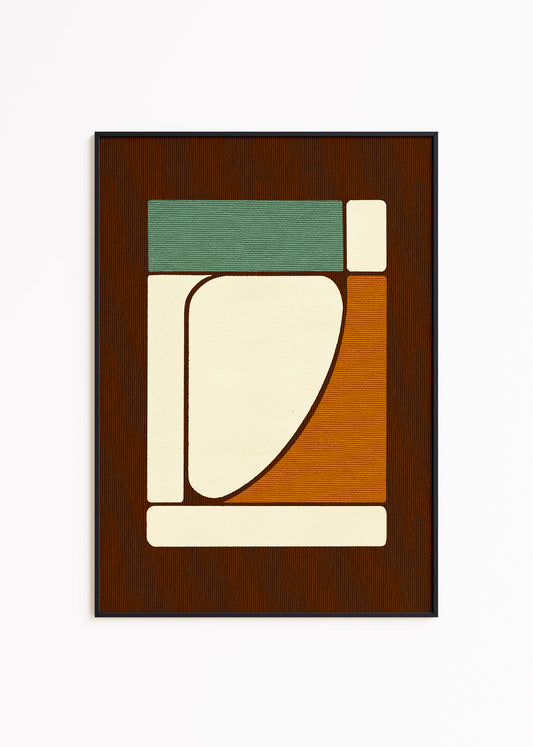 Colorful digital modern art print that uses organic floating forms inspired in architecture and sculpture techniques to create a minimalist composition for your interior design and home wall decor projects.  Colors: brown, teal, ochre, cream Available in sizes (inches): 8x10, 12x16, 16x20, 18x24, 20x28, 24x32, A1, 24x36, 30x40